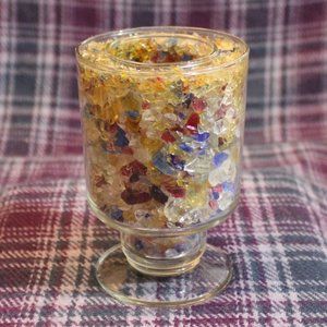 Pilgrim Handblown and Crushed Glass Candle Holder